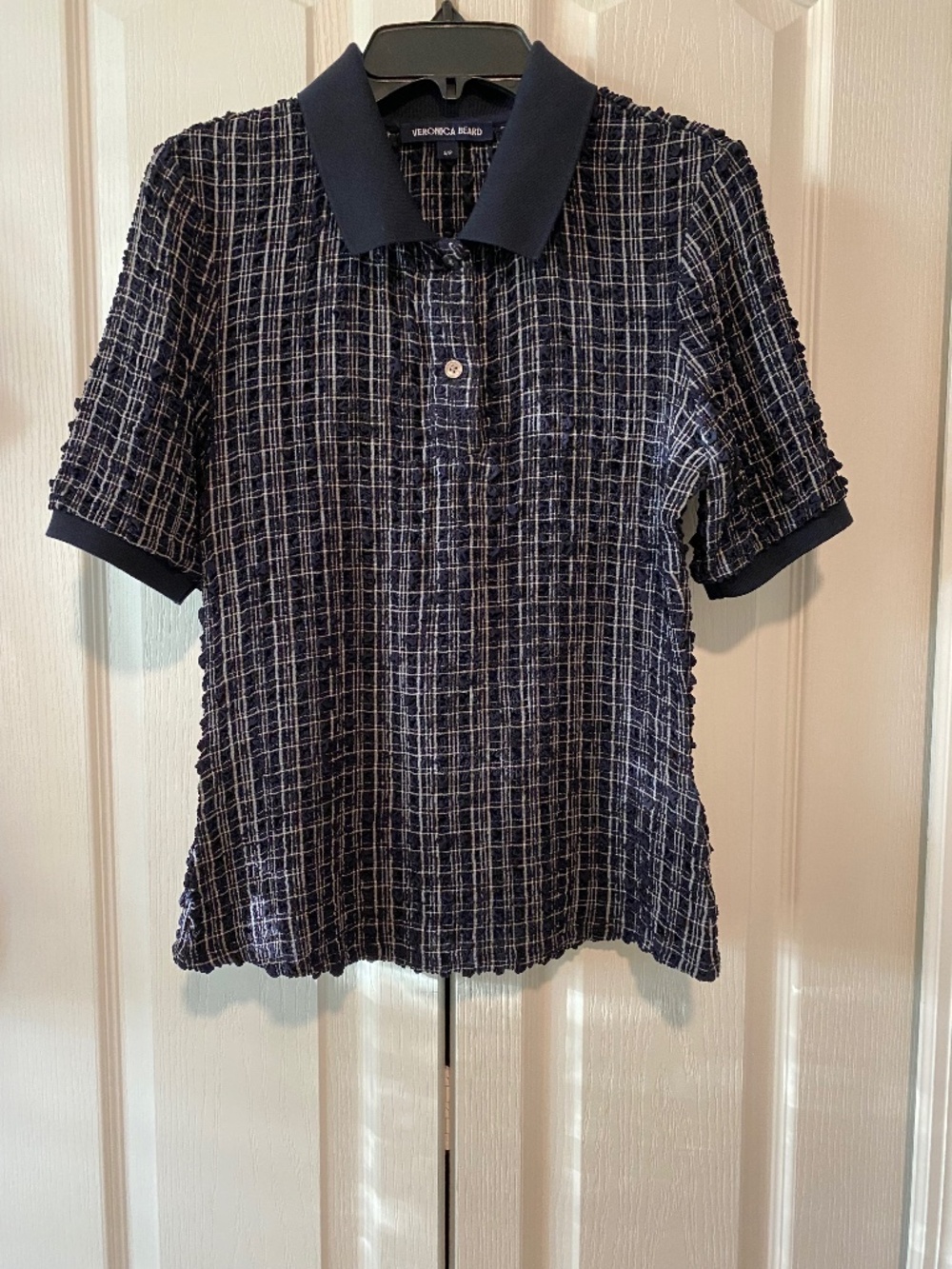 Veronica Beard Benedetta Plaid/Tweed Polo